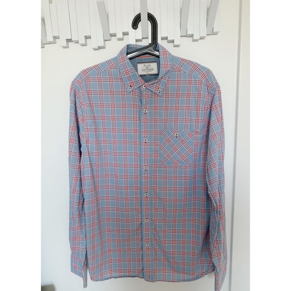 Flag & Anthem Men’s Blue/ Red Plaid Cotton Shirt